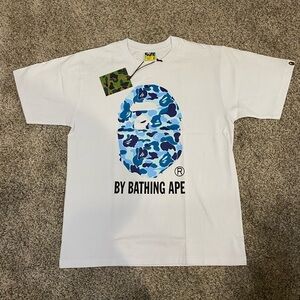 A Bathing Ape Bape Tee “White/Blue Big Head”Brand New Tags/Bag Ships Same Day!!